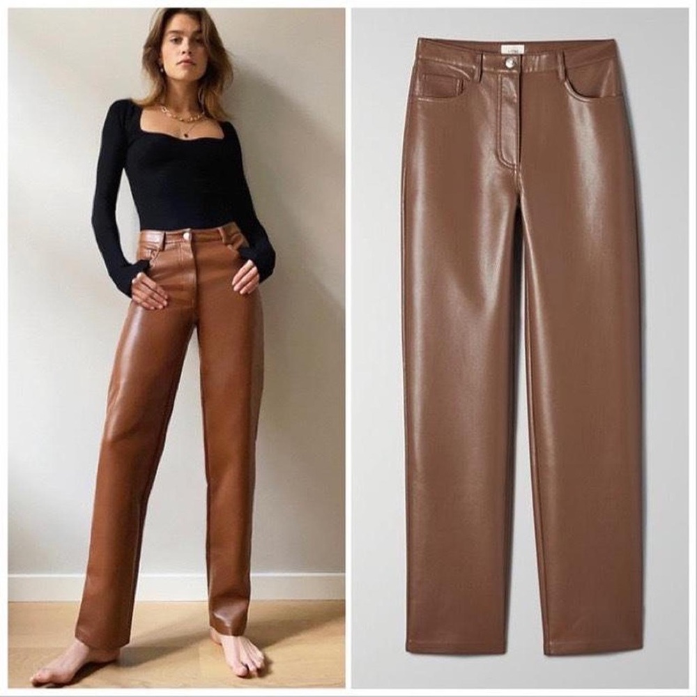 Chocolate Brown Faux Leather Pants - Aritzia Melina Pants
